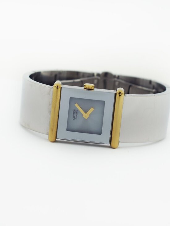 Vintage Citizen Eco-Drive Two-Tone Square Bangle Dress Watch